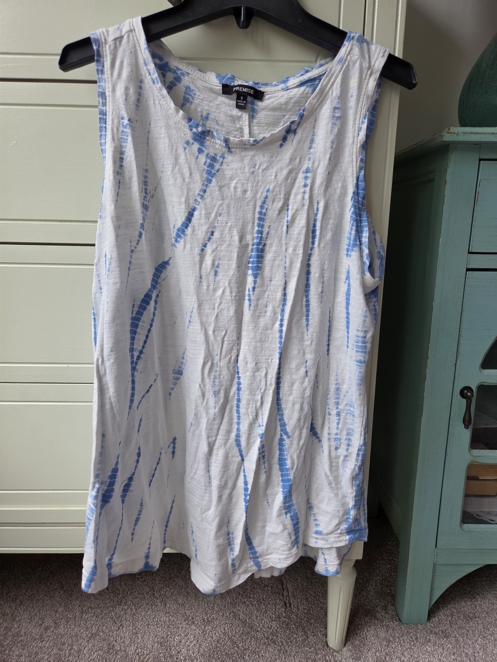 Blue Tie-Dye Sleeveless Tank Top